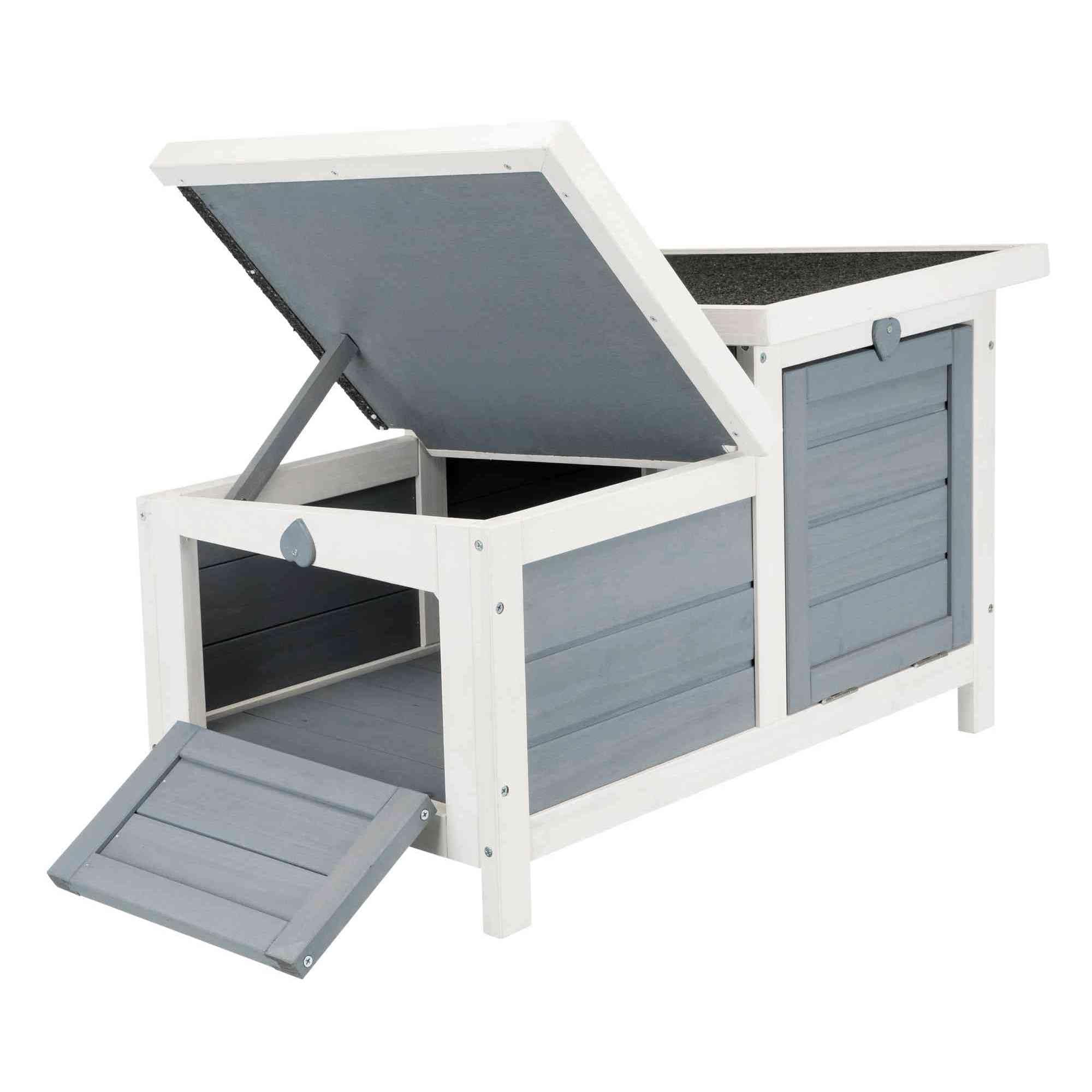 Trixie Natura Clapier avec 2 Sorties 70 x 43 x 45 cm Gris/Blanc