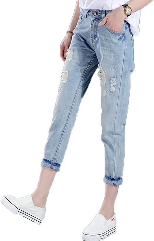 Amazon ダメージ ジーンズ レディース スキニー デニムロングパンツ 大きいサイズ レディース 九分丈 ダメージ デニム ジーンズ 春夏 セクシー カッコいい カジュアル ジーンズ 通販