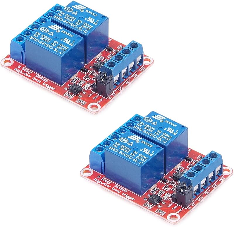 Módulo de relé HiLetgo 24 V DC com 2 canais e optoacoplador – Kit com 2 unidades