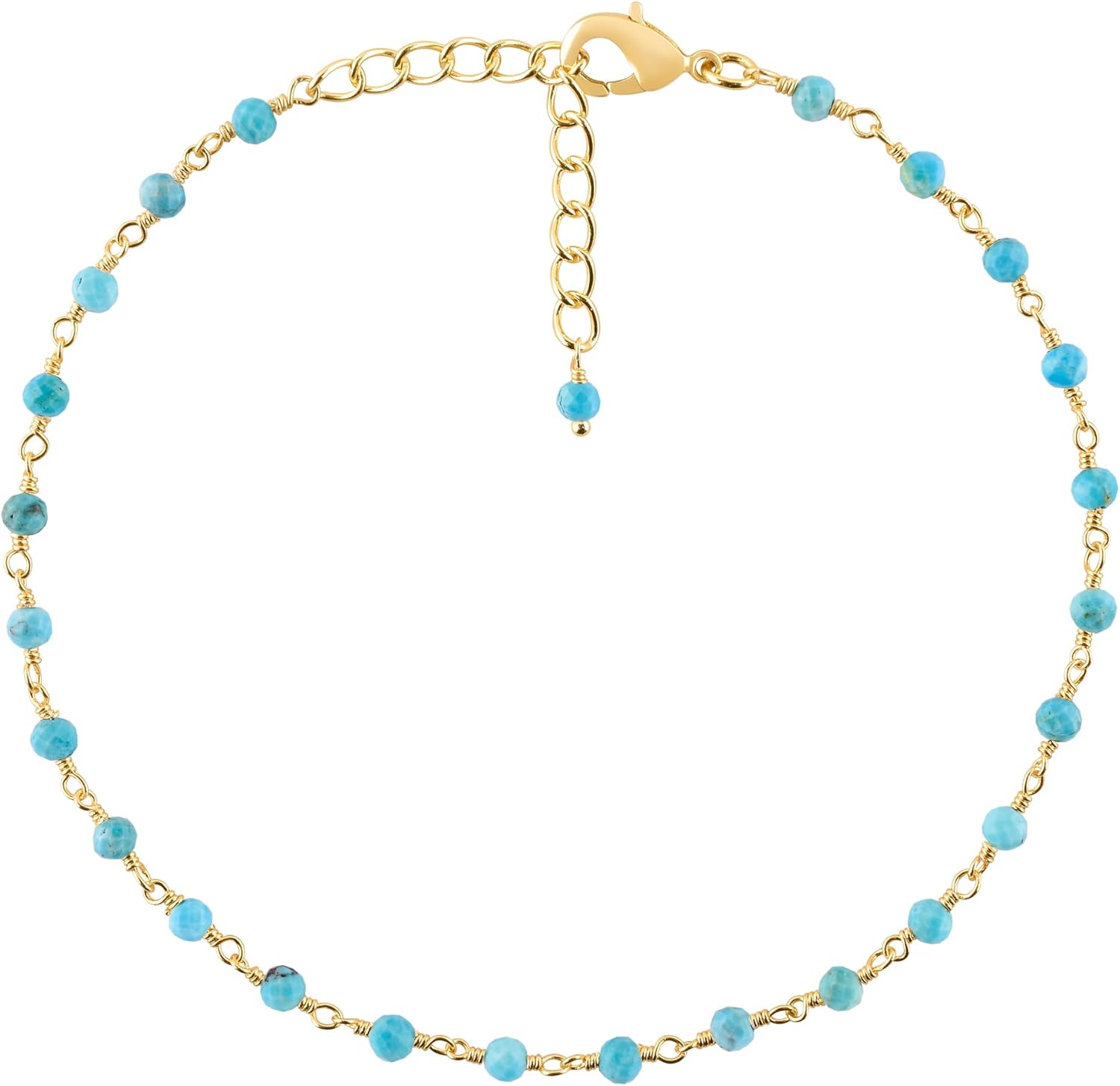 InfinityGemsArt Gemstone Anklet for Women Dainty Boho Summer Beach Jewelry for Girls Handmade Rosary Charm Ankle Bracelets for her 9+1.5 inch Gifts For Her