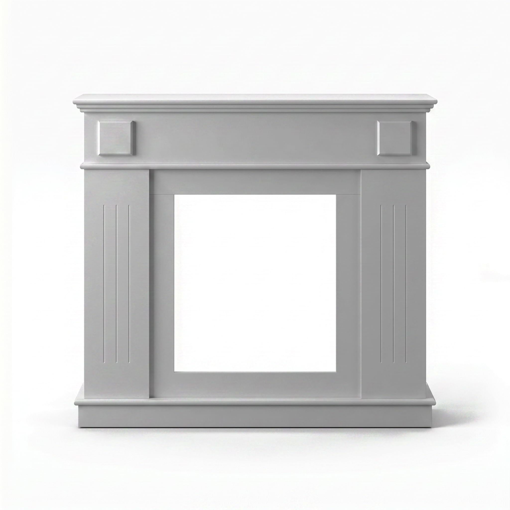Fuside Fireplace Surround Freestanding Fireplace Cover Frame for Electric Fireplace, Wooden Fireplace Mantel Shelf Decorative Frame for Living Room Hallway,White/Grey (Grey)