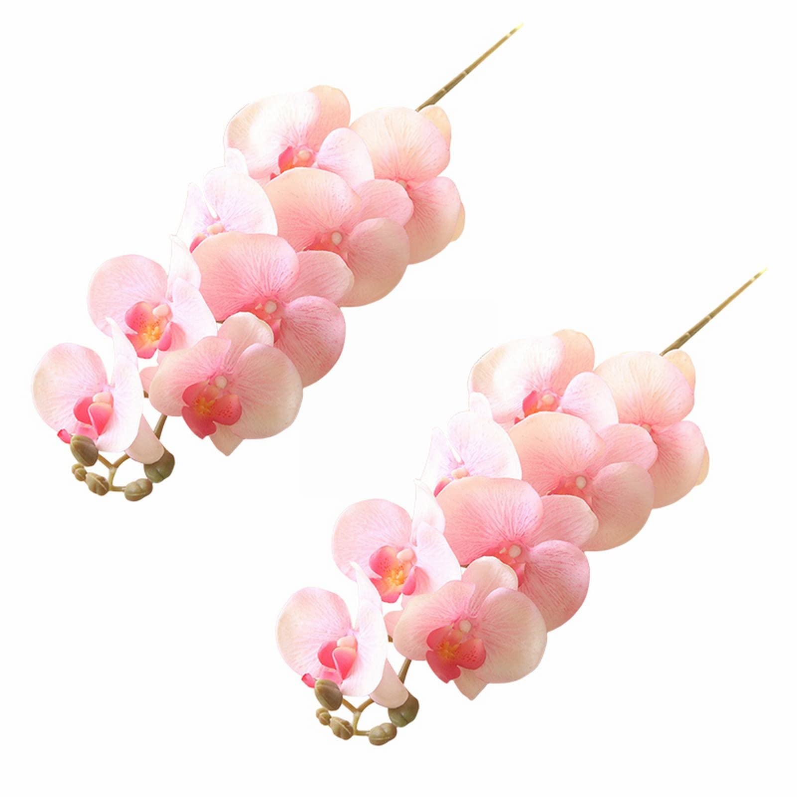 2PCS Artificial Silk Phalaenopsis Flowers Artificial Orchid Flowers Stem Plants Phalaenopsis Wedding Flower Art Decoration for Home Wedding