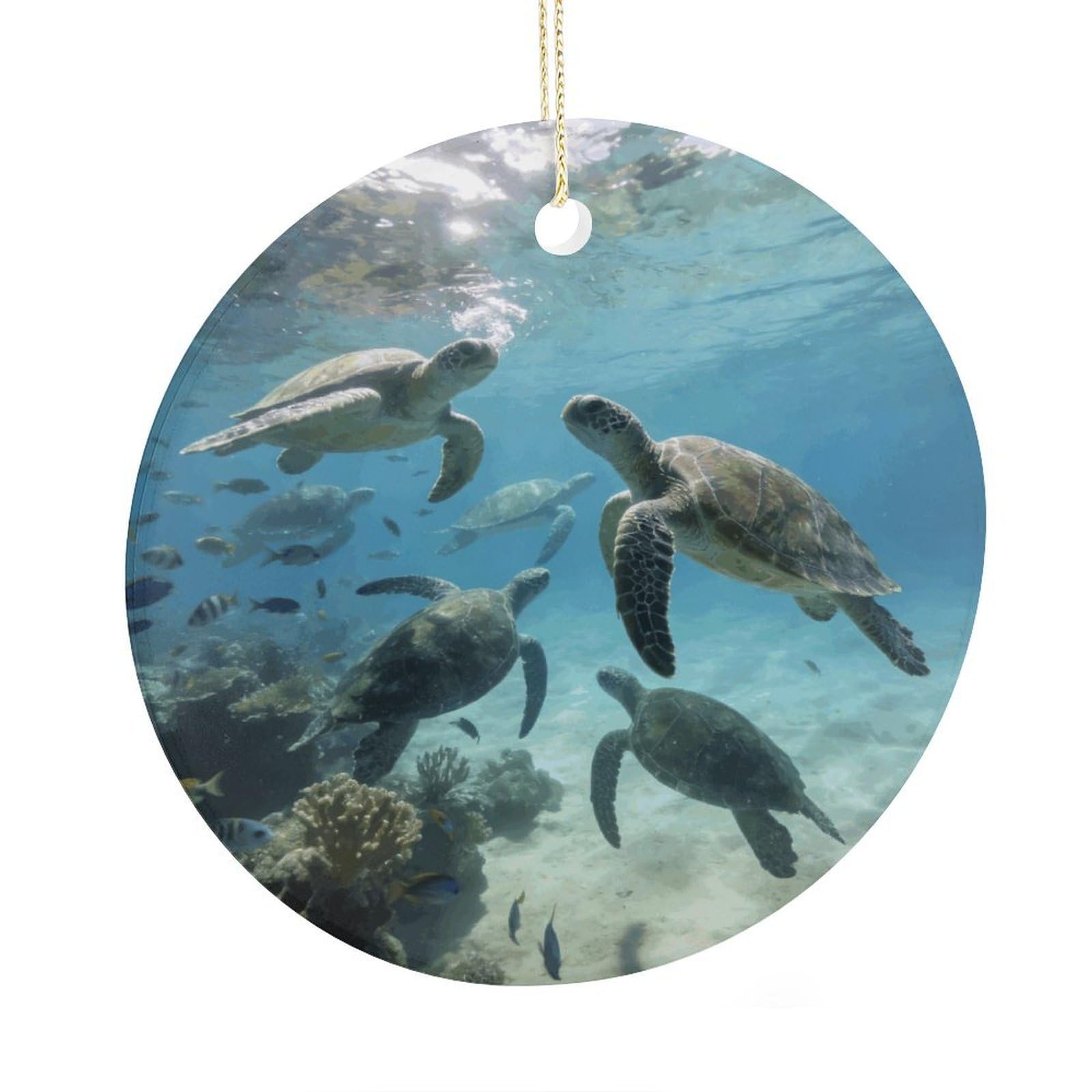 Fodpand Women's Style Sea Turtles Ceramic Christmas Ornament,Wall Hanging Decor Windows Hanging Decor Best Friend Birthday Gifts, Friendship Gifts Car Hanging Ornament Gift For Girls, Teachers 2.9 In