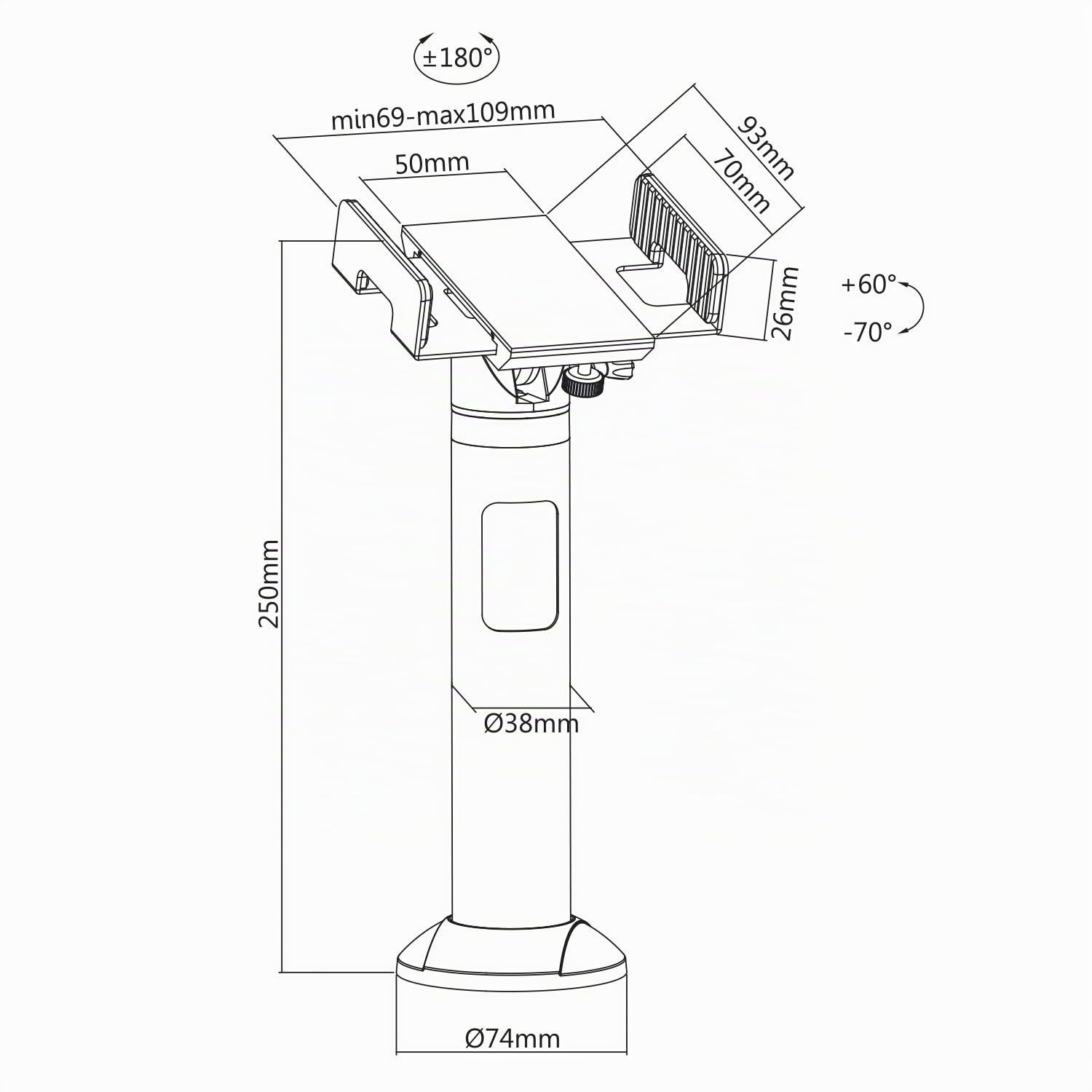 Maclean MC-847 - Supporto universale per tessere e terminali POS non profilati