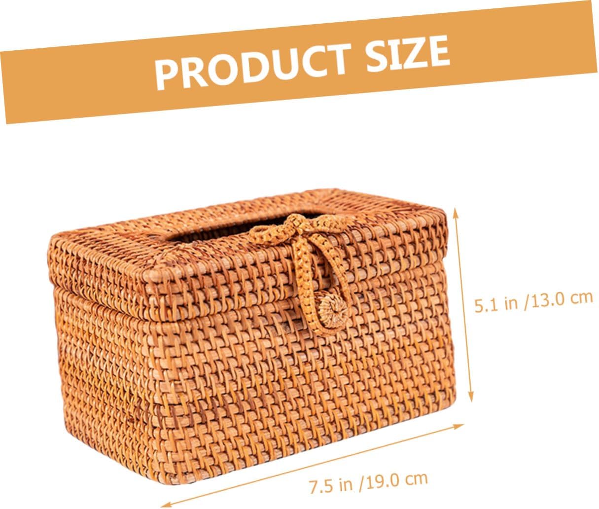 Hand Woven Tissue Storage Box Cover with Lanyard for Desks image 2