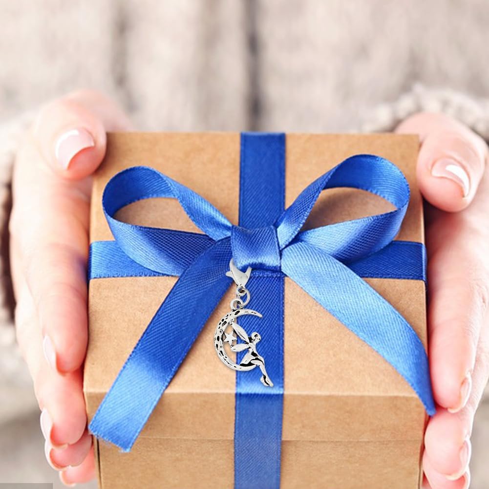 DICOSMETIC 32Pcs Clip on Charm Assorted Animal Dangle Charms with Clasp Antique Silver Flower Leaf Bracelet Charms Vintage Alloy Moon Charm Stitch Marker Charm for DIY Jewelry Making Crafts Decoration - Image 7