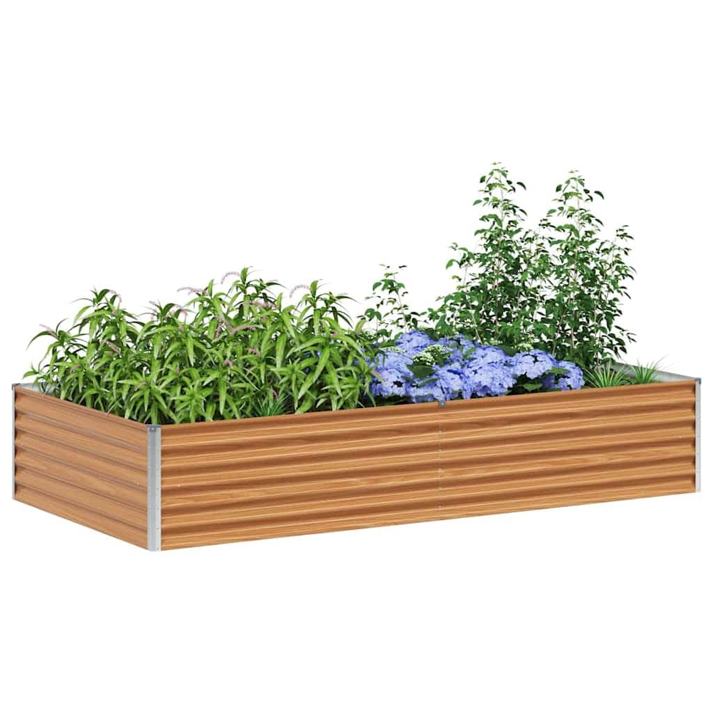 Bancal de acero galvanizado de 195 x 100 x 36 cm en color marrón claro con diseño de fondo abierto para un drenaje óptimo y un crecimiento saludable de las plantas, resistente a la corrosión y