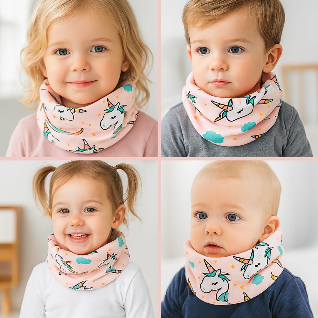 2 Pcs Braga Cuello Niño Bebé Bufanda Cuello Niño Algodón Braga Cuello Niña Otoño Invierno Bufanda Tubular para Niños Niñas 0-12 Años Calentador de Cuello Al Aire Libre