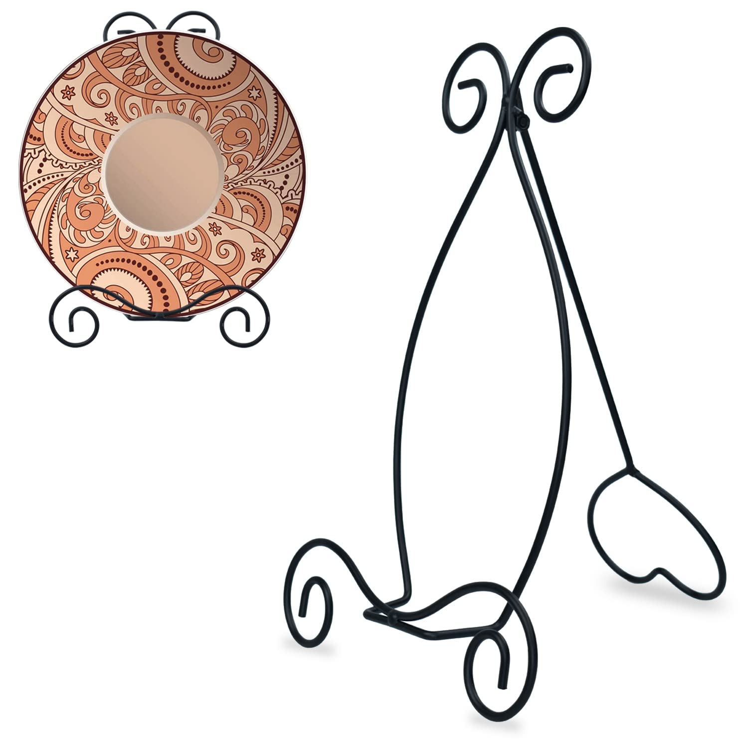 CRMPRO 10 Inch Black Iron Easel Plate Stand for Display, Sturdy Metal Stand for Decorative Plate Dish, Pictures, Photo Frames and Tabletop Artworks