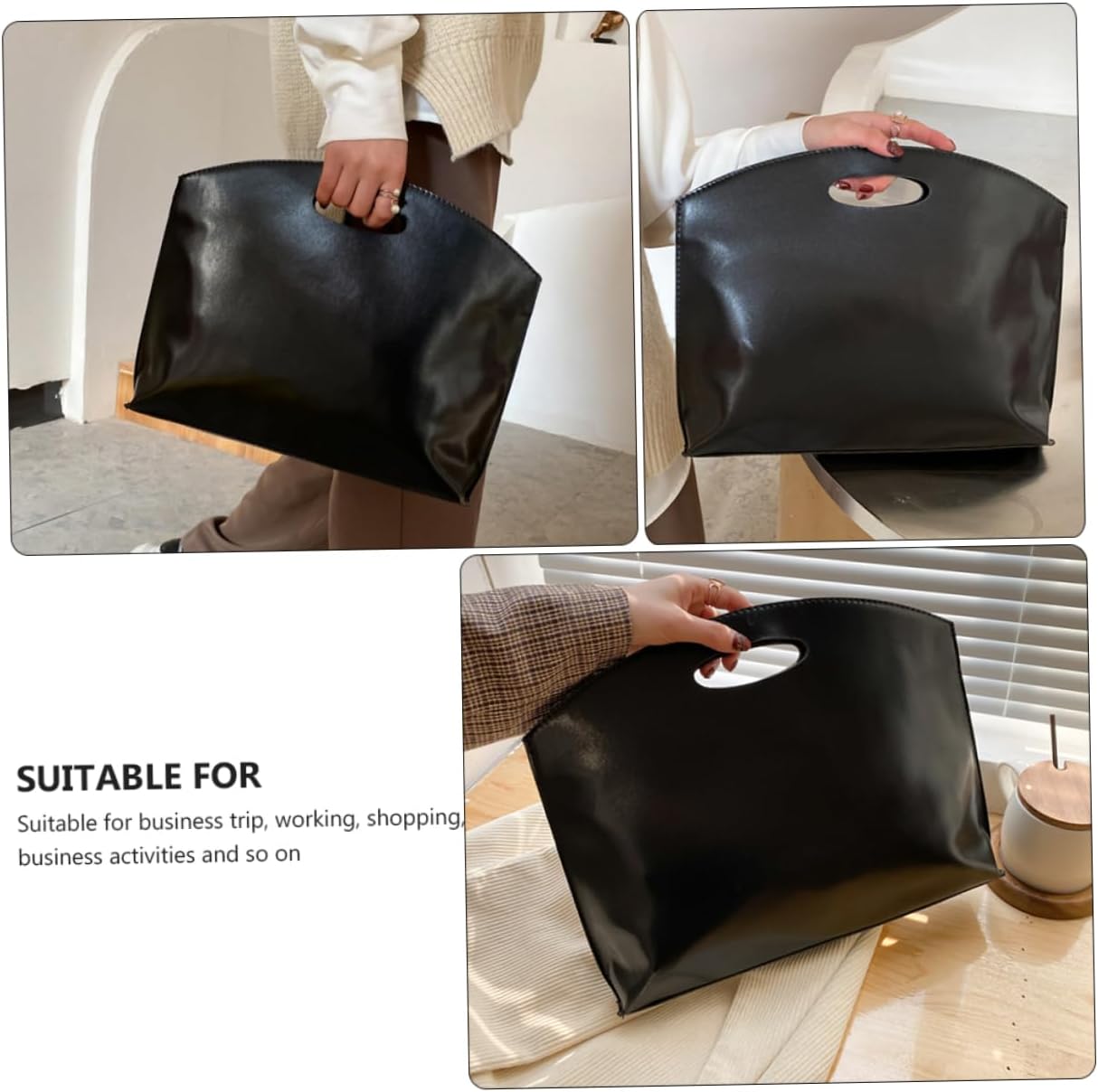 1pc Pu Leather Briefcase for Women Large Capacity Business Tote Bag Stylish Retro Handbag for Work Travel Shopping Material Comfortable Handle