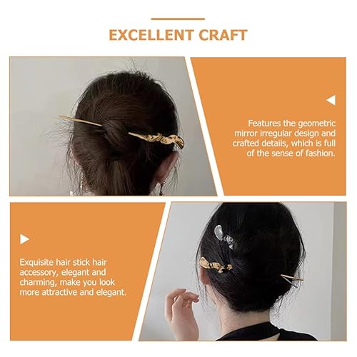 Miniatura 3 de LALAFINA Palillos geométricos de aleación de zinc para el cabello, 2 uds