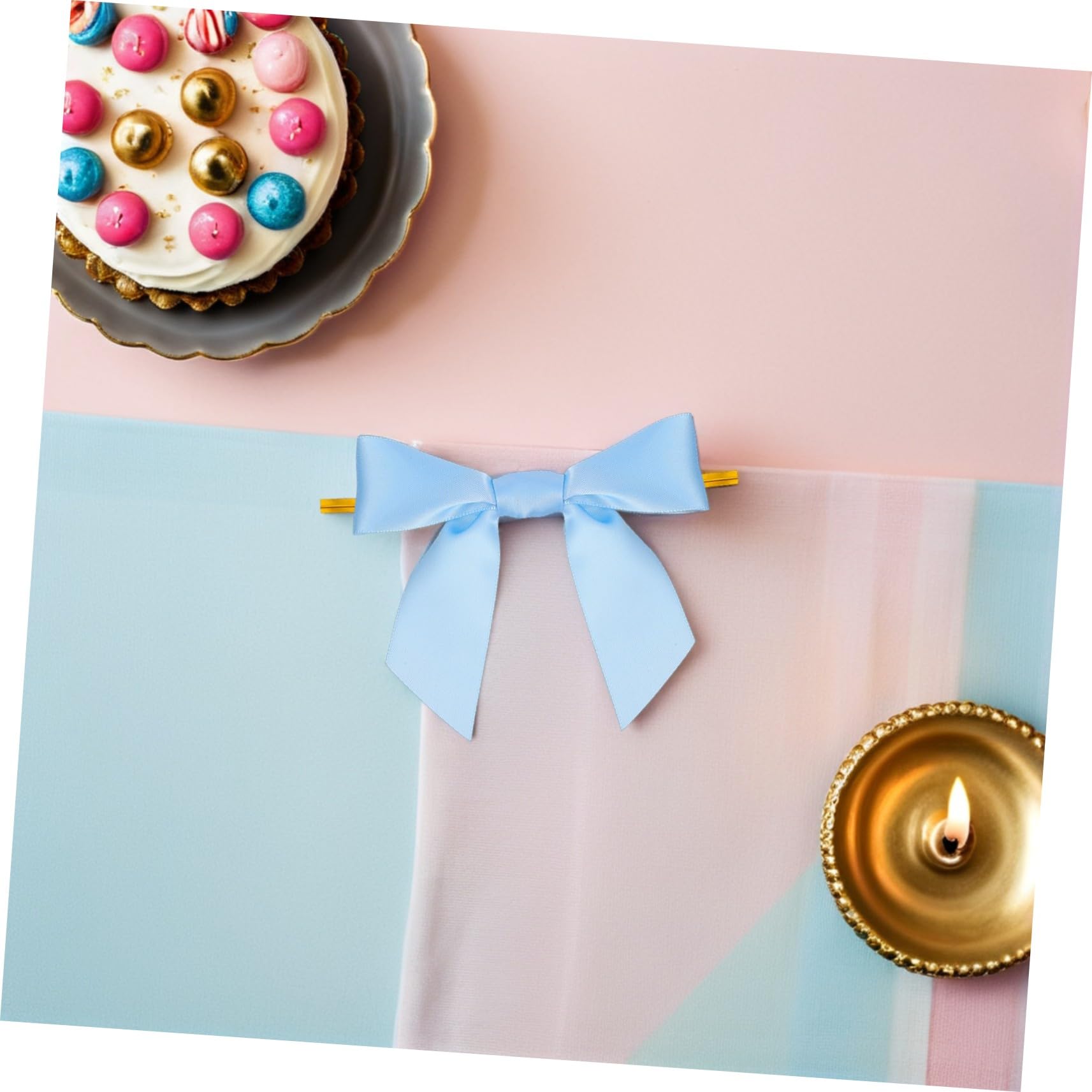 100 Pezzi Fiocchi Pre-legati Azzurri con Filo Twist per Sacchetti Regalo Nastri Decorativi per Confezioni Feste e Artigianato