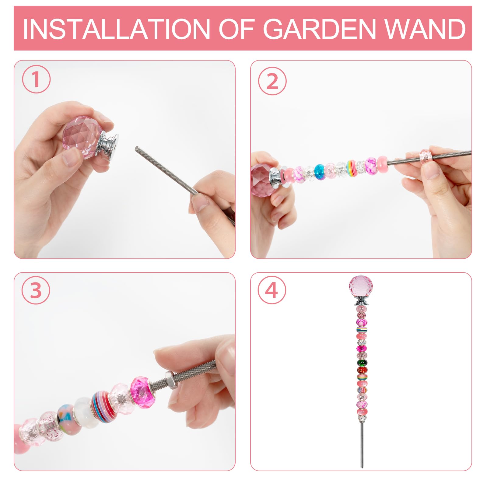 Kit Bacchette Da Giardino Fai Da Te Con Perline Colorate - 200 Pezzi Per Decorazioni Esterni - 4