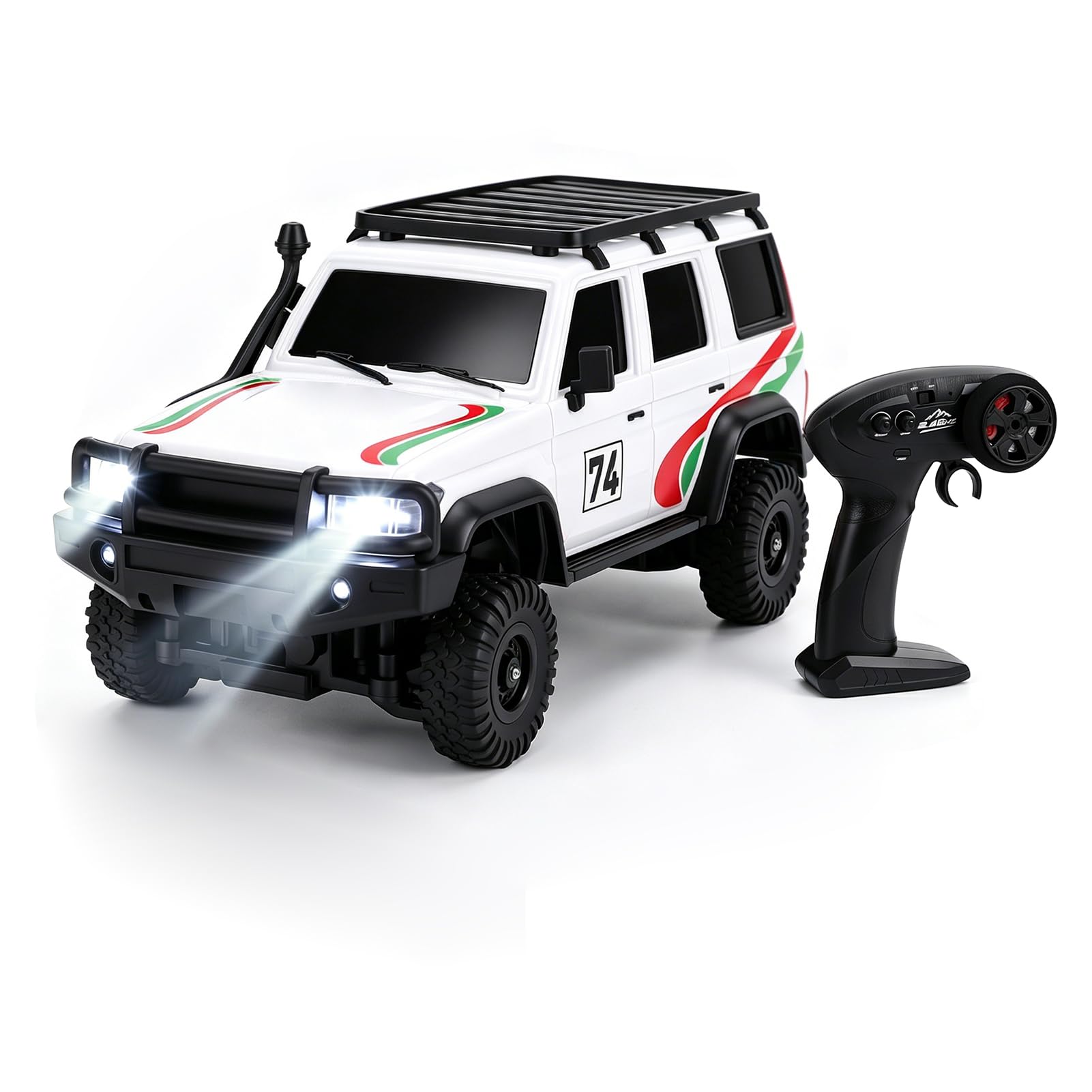 Auto fuoristrada radiocomandata in scala 1:43, auto radiocomandata 2,4G completamente proporzionale con luci LED, crawler elettrico controllato tramite app, per adulti, portata 40 m