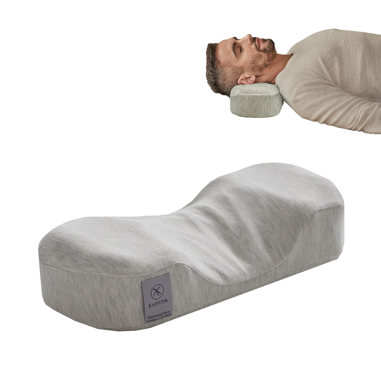 Kanuda Mini Portable Pillow - Portable Orthopedic Pillow for Neck Support, Easy to Carry Cooling Memory Foam Ergonomic Design for Side and Back Sleepers - Oatmeal