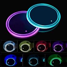 2pcs LED Car Coasters, LED Cup Holder Lights with 7 Colors Luminescent Cup Pad, USB Charging Cup Mat for Drink Coaster Accessories Interior Decoration Atmosphere Light.