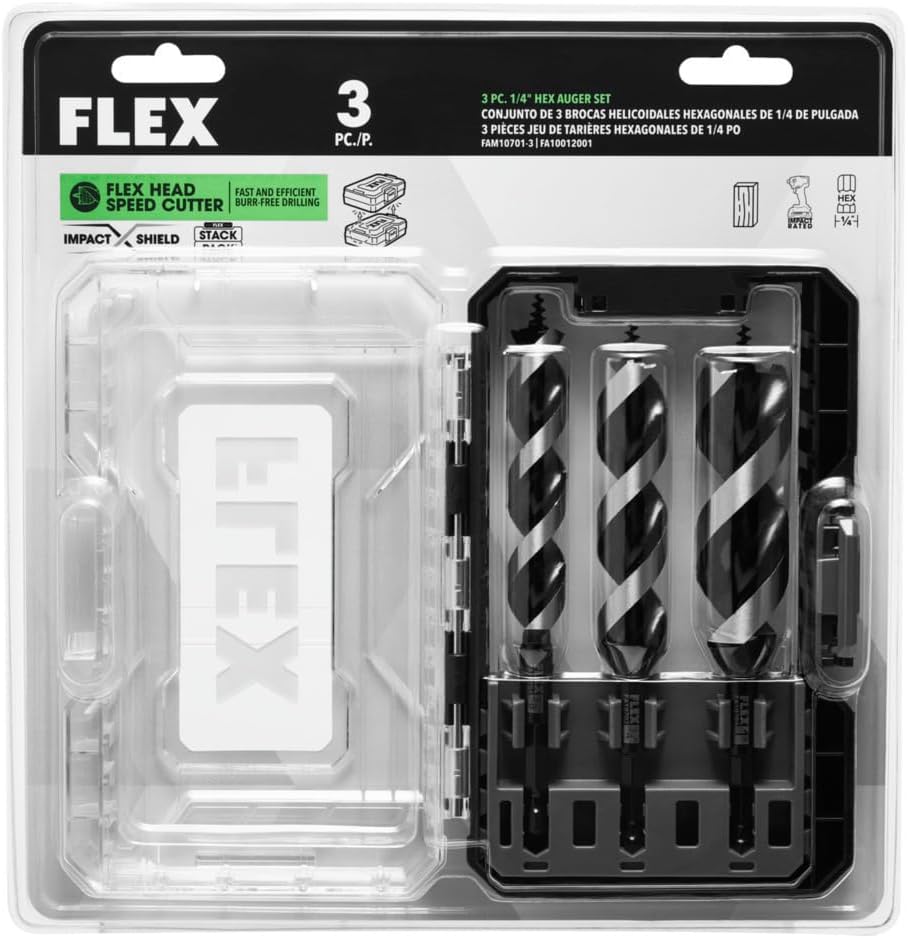 FLEX STACK PACK 3-Piece 1/4-Inch Hex Auger Set - FAM10701-3