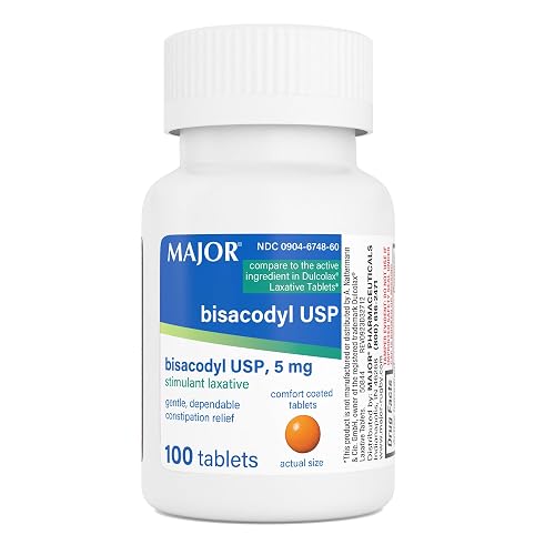 MAJOR Bisacodyl USP 5mg, Gentle Stimulant Laxative Tablets for Occasional Constipation Relief & Irregularity, 100 Count (1-Pack)