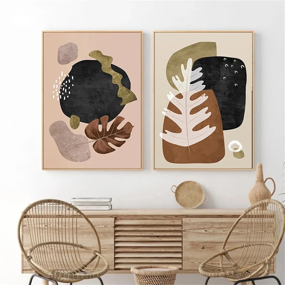 WBYZAC Wall Pictures-Abstract Canvas Painting Nordic Boho Plant Leaf Posters and Prints Modern Abstract Wall Art Pictures for Living Kitchen Room Decor-40 * 50cm*3PCS (No Frame)