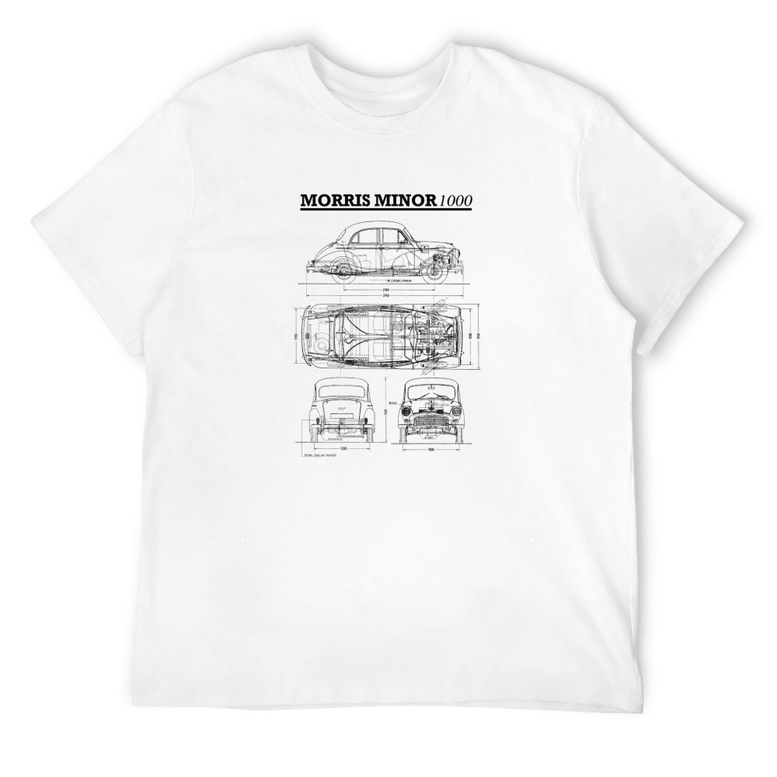 Morris Minor Mens T Shirt 100% Cotton Blueprint Plan British Classic Car Collector Gift White XL
