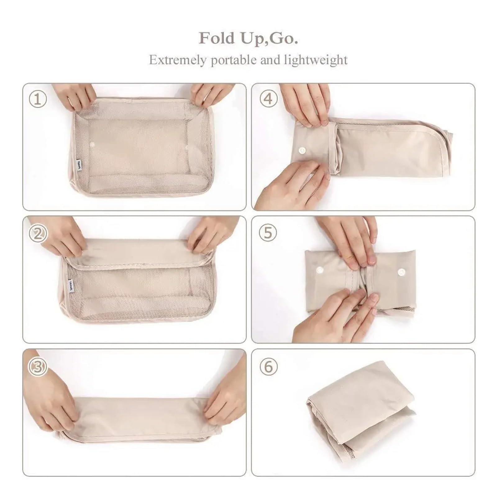 7-teiliges zusammenklappbares Reise-Organizer-Aufbewahrungsbeutel-Garderoben-Würfel-Koffer-Verpackungs-Set for Gepäck, Kleidung, Schuhkarton(7 pcs Black)