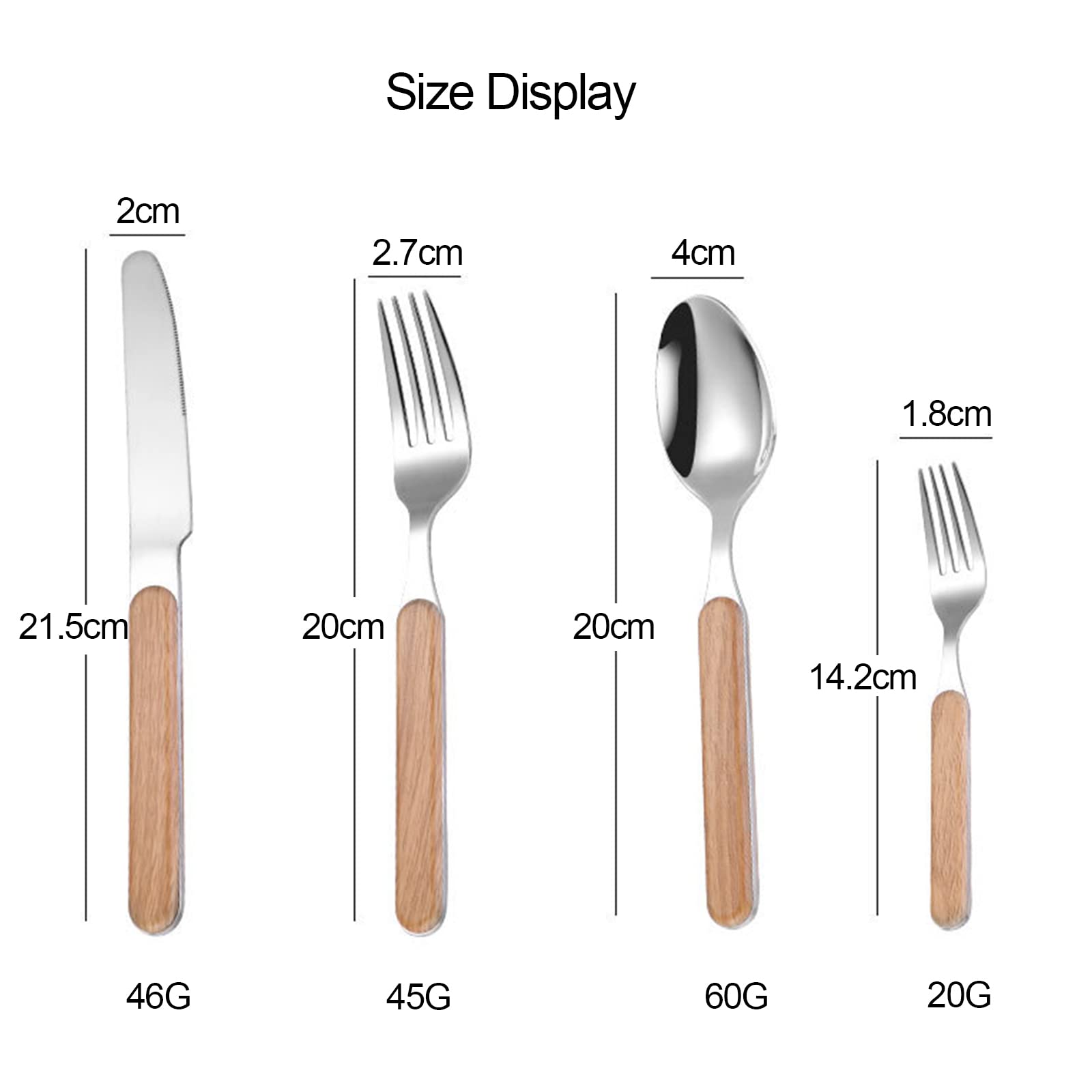 set di posate, Posate Da Cucina 1 A 4 Pezzi Con Eleganti Manici In Legno, Include Coltello, Forchetta E Cucchiaio