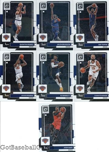 2022-23 Panini Donruss Optic Veteran New York Knicks Team Set of 7 Cards Quentin Grimes(#2), Jalen Brunson(#3), Obi Toppin(#15), Julius Randle(#23),