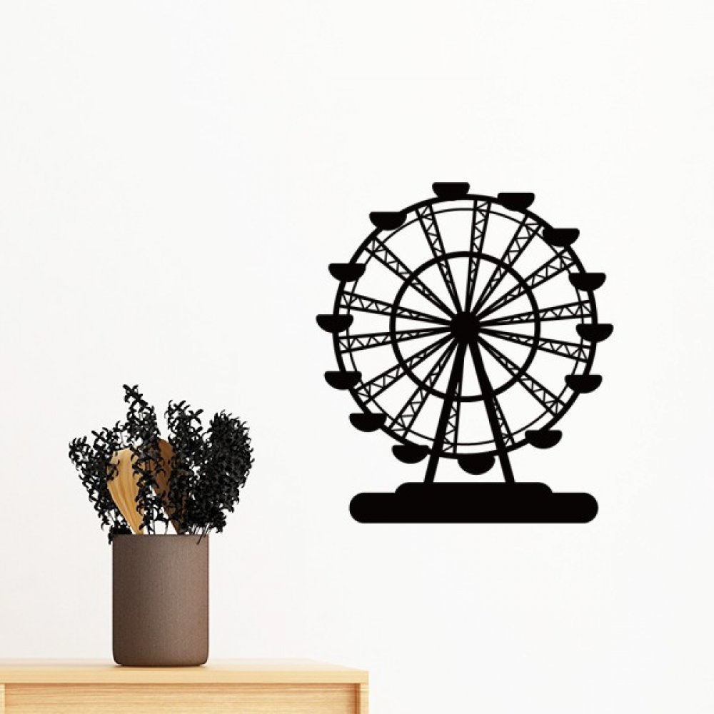 Sticker mural grande grande roue noir silhouette 35cm pour decoration chambre enfant