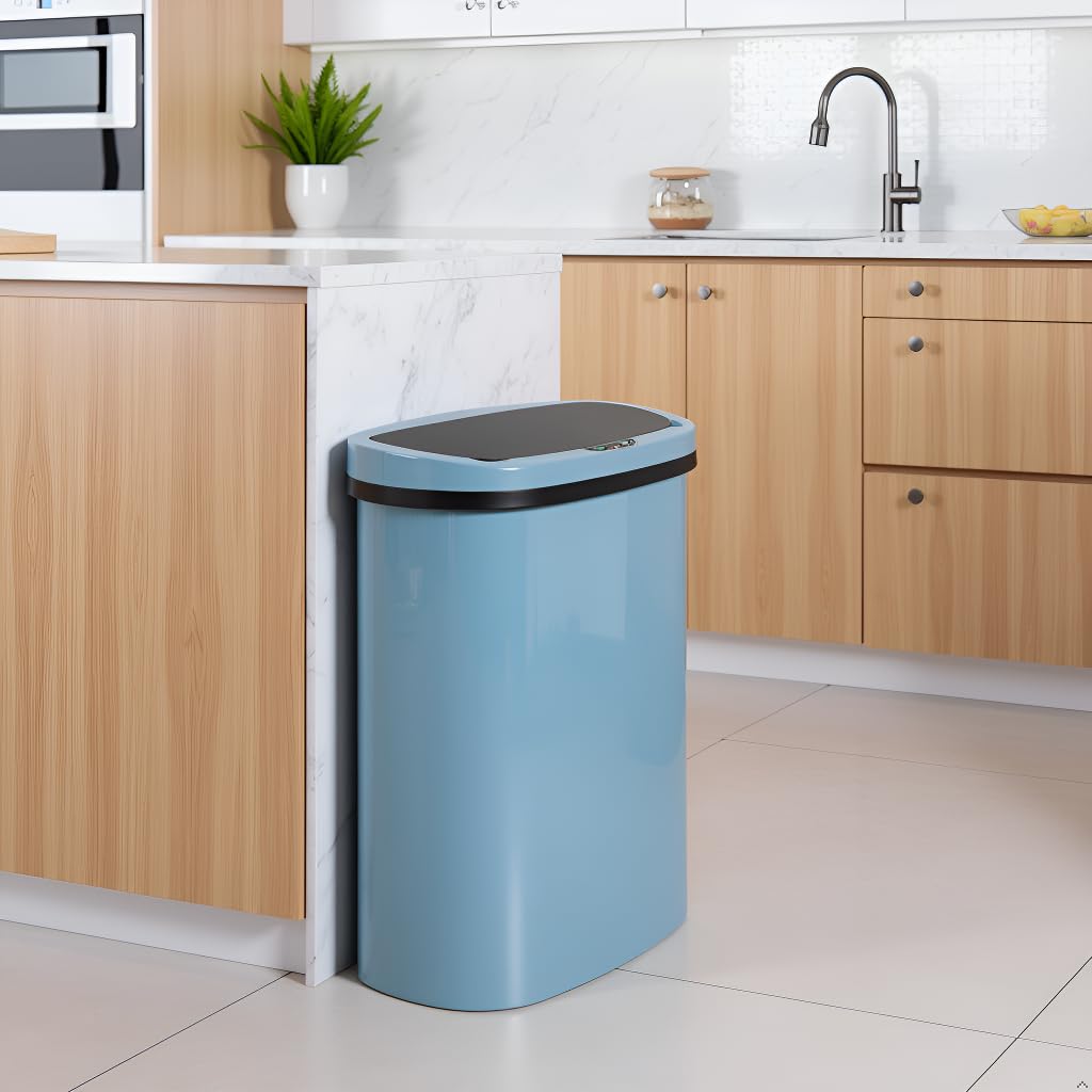 YRLLENSDAN 13 Gallon Kitchen Trash Can with Lid,Automatic Touchless Garbage Can for Kitchen,PP Plastic Motion Sensor Trash Can,Tall Large-Capacity Trash Bin,Hands-Free Smart Waste Bin for Home
