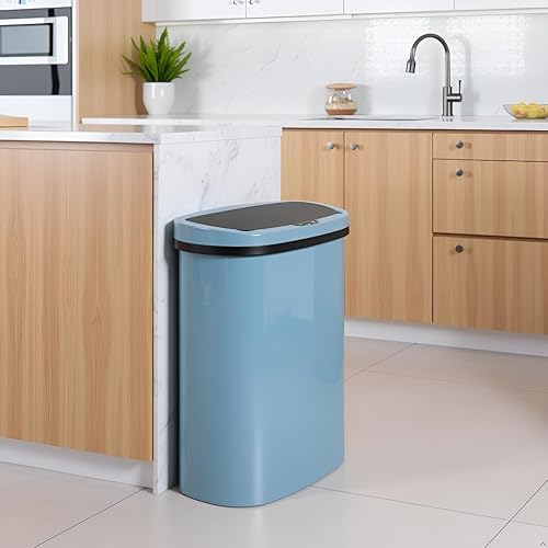 Miniatura 7 de YRLLENSDAN Cubo de basura de cocina de 13 galones con tapa, bote de basura automático sin contacto para cocina, cubo de basura de plástico PP con