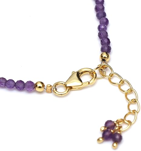 Miniatura 2 de Pulsera ajustable de plata esterlina 925 con cuentas completas para mujer, cuentas de piedras preciosas naturales, pulsera delicada, regalo de