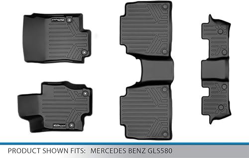 Miniatura 6 de SMARTLINER Juego de tapetes de piso de ajuste personalizado de 3 filas compatibles con Mercedes-Benz AMG GLS 63 2020-2020