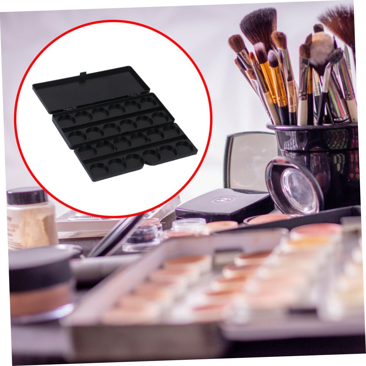 SHINEOFI 3pcs Manicure Painting Box Watercolor Mixing Tray Plastic Palette for Gouache and Paint Lightweight Art Storage Black