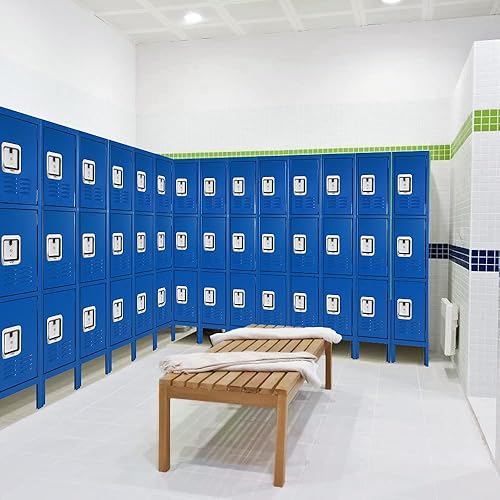 Vista 14 de Bonusall Taquilla de metal para empleados, armarios de almacenamiento de oficina, armarios de acero de 5 niveles para la escuela, compartimento