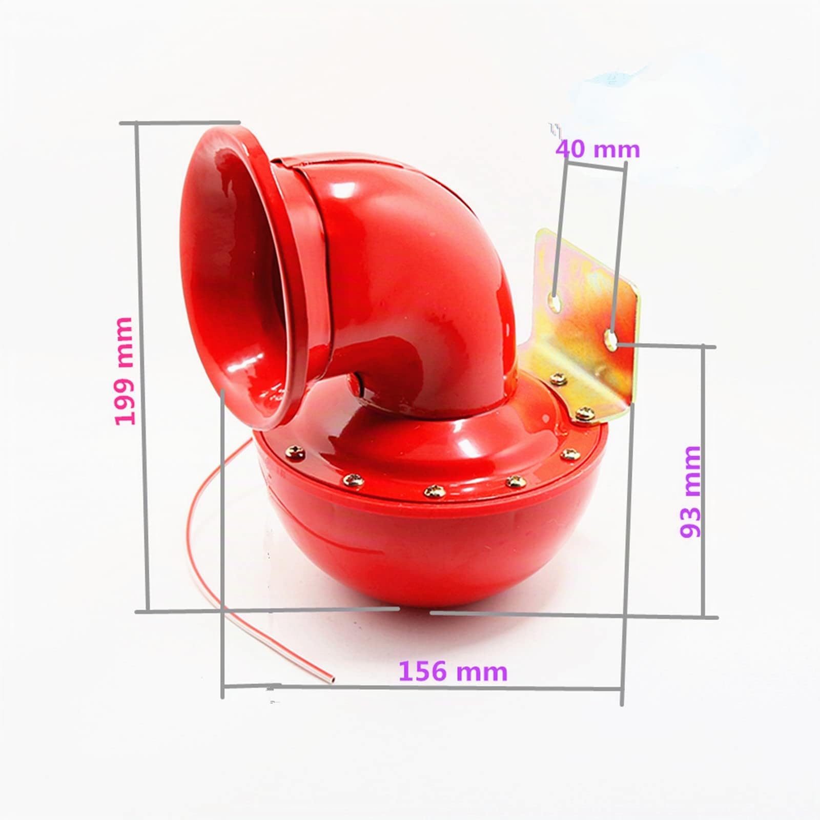 Bocina de coche Bocina eléctrica de coche roja 150db Altavoz Bocina de sonido de toro Bocina de metal ruidosa Bocina de camión a prueba de agua Bocina de aire Car Horn Para 12V Coche Barco etc