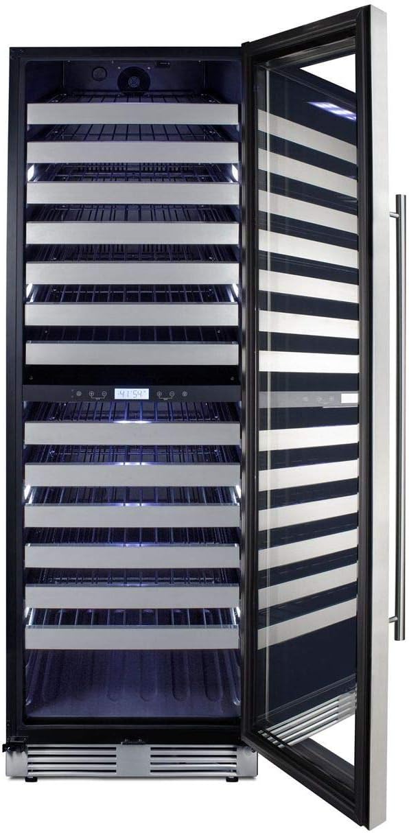 Summit Appliance SWCP2163 24" Wide Dual Zone Wine Cellar For Built-In or Freestanding Use with Glass Door with Stainless Steel Trim, Digital Thermostat