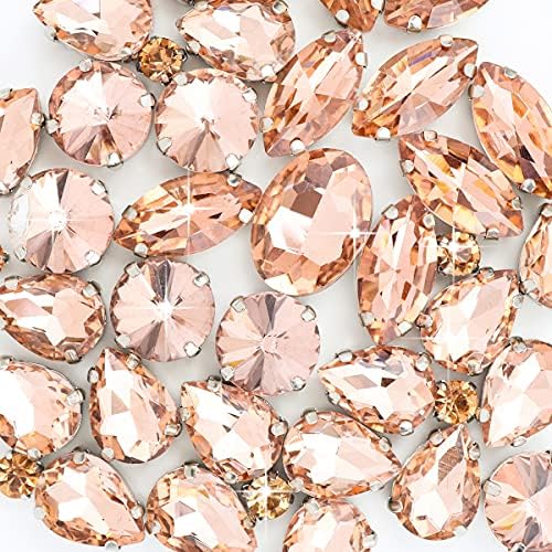 Sew On Rhinestones 120PCS Glass Claw Rhinestone Metal Prong Setting Flat Back Rhinestones for Craft, Jewelry, Clothes, Shoes, Garments Bags Silver Metal Base (Red)