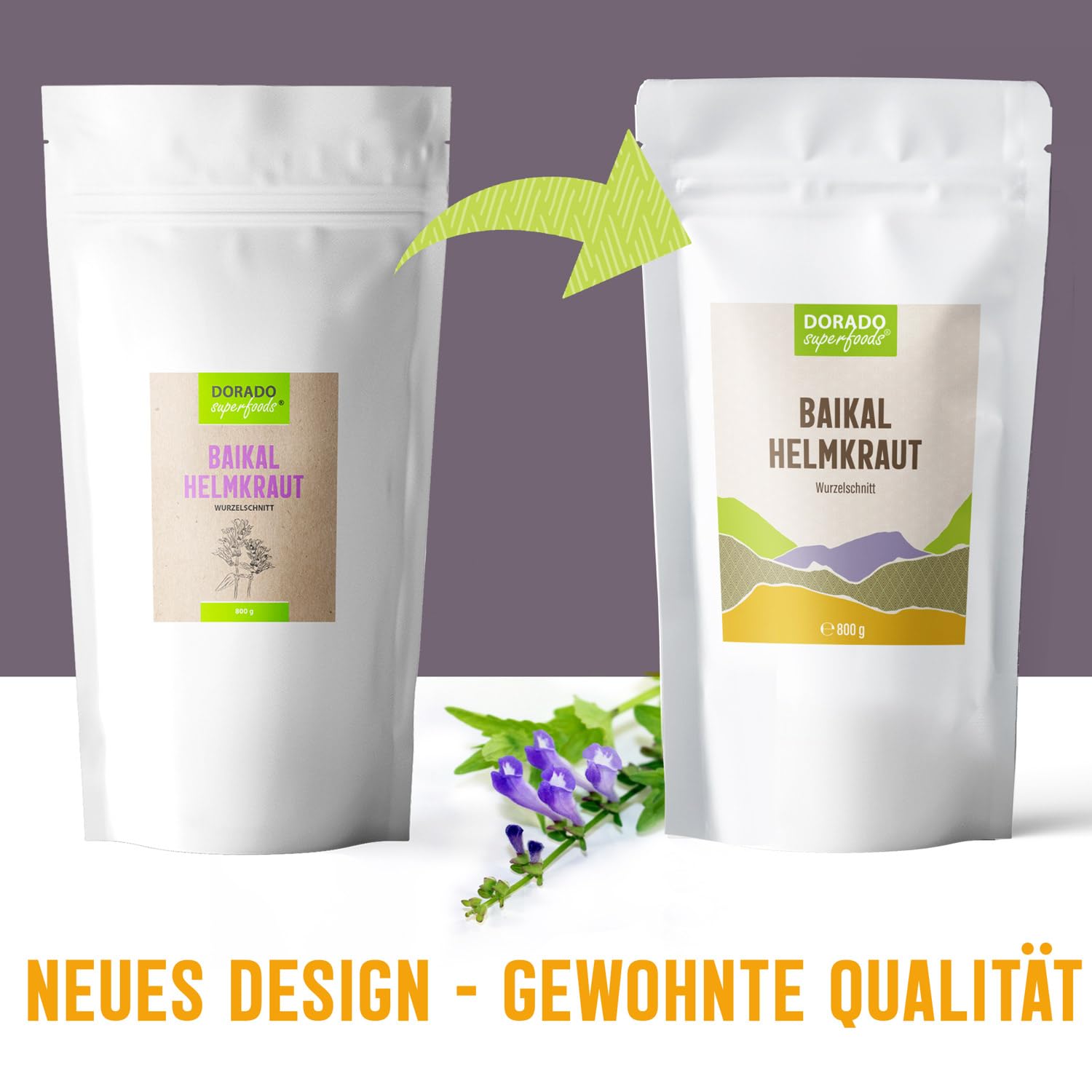 Baikal Helmkraut Tee Wurzelschnitt – Scutellaria baicalensis – 800 g – Frei von Zusätzen | Dorado Superfoods®