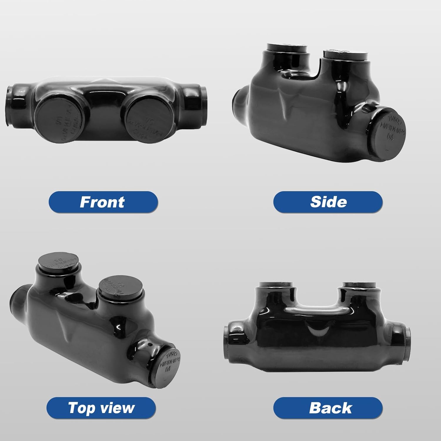 Black Insulated in-Line Splice Alumiconn Connector 2 Set Screws - 1/0-14 Wire Range - 3/16 Allen Hex - Pre-Filled with Oxide Inhibitor, Rubber Vinyl Coating, 6061-T6 Aluminum CU9AL, (15 Pack)