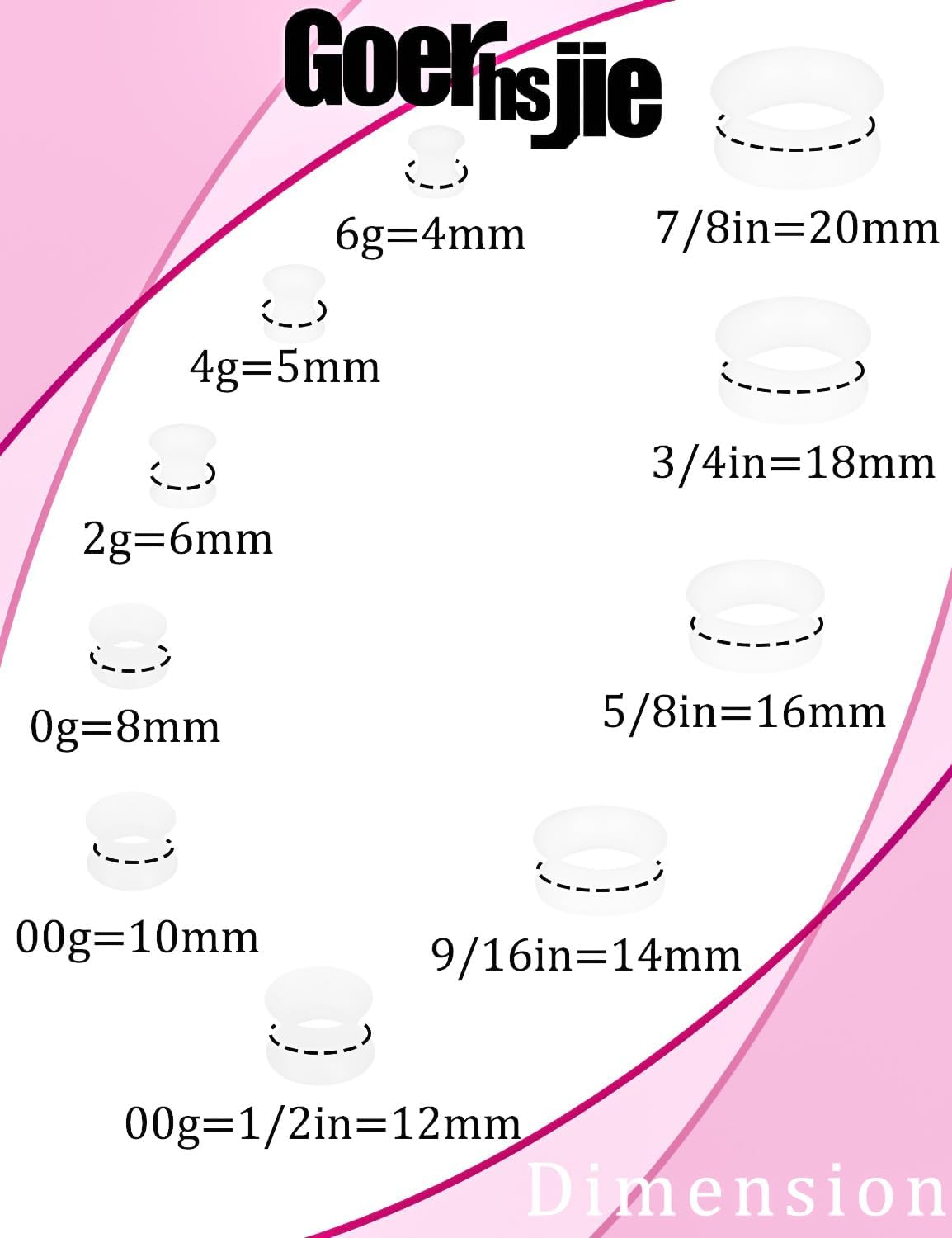Silicone Ear Gauges Tunnels Plugs for Ears Women Men Earrings Black/Clear/White Size 4mm-20mm 6G-7/8In Double Gage Retainer Stretching Kit Starter Stretchers Expander