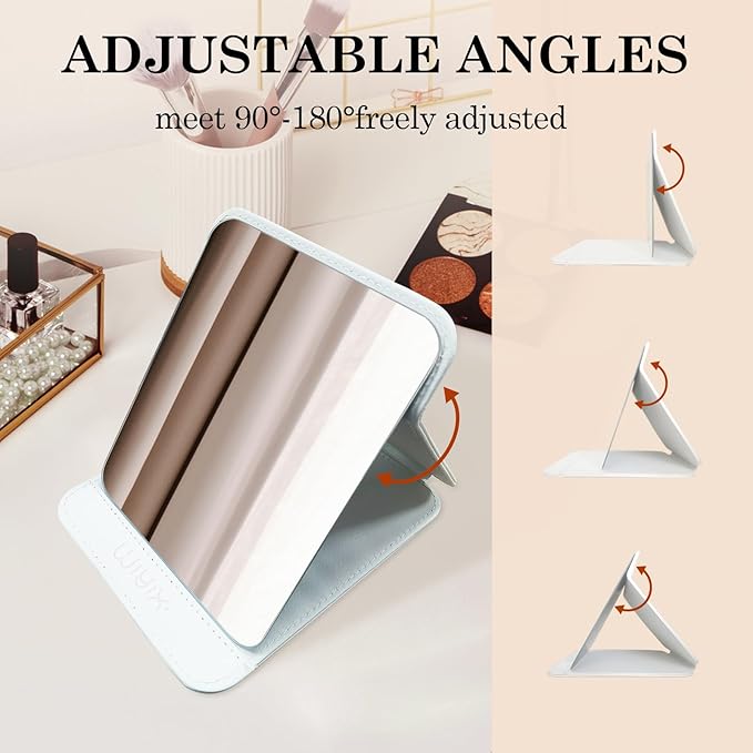 Espejo de Maquillaje Plegable Portátil SYHITOU Blanco Elegante 8.4x6 pulgadas miniatura 6