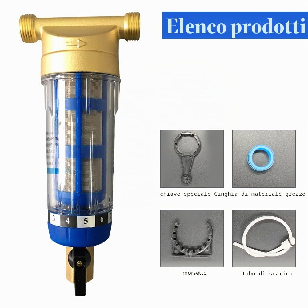 Filtro per Sedimenti Spin Down da 40 Micron, Filtro Acqua Riutilizzabile per Sedimenti Filettature Esterne Prefiltro per Acqua Filtro per Sedimenti per Acqua di Pozzo