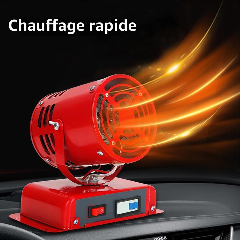 12V 600W Chauffage de voiture portable, désembuage de chauffage rapide, chauffage et de refroidissement 2 en 1, Dégivreurs pour pare-brise auto 20-30A