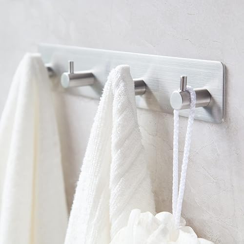 Vista 38 de Ganchos adhesivos negros para toallas para baño, montaje en pared, sin taladro, para ducha, resistente, gancho de pared, toallero autoadhesivo