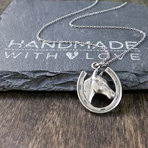 Sterling Silver Lucky Horseshoe Charm Pendant Necklace, 18"3