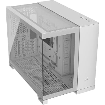 CORSAIR 2500X mATX Tempered Glass PC Case - Without Fan - Dual Chamber Design - Great Cooling Flexibility - Compatible with Reverse Connection Motherboards - White