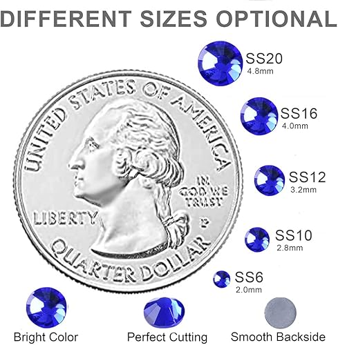 Miniatura 8 de BLINGINBOX 14400 diamantes de imitación termoadhesivos SS6-SS20 con parte trasera plana de vidrio de gran cantidad, piedras de cristal de strass
