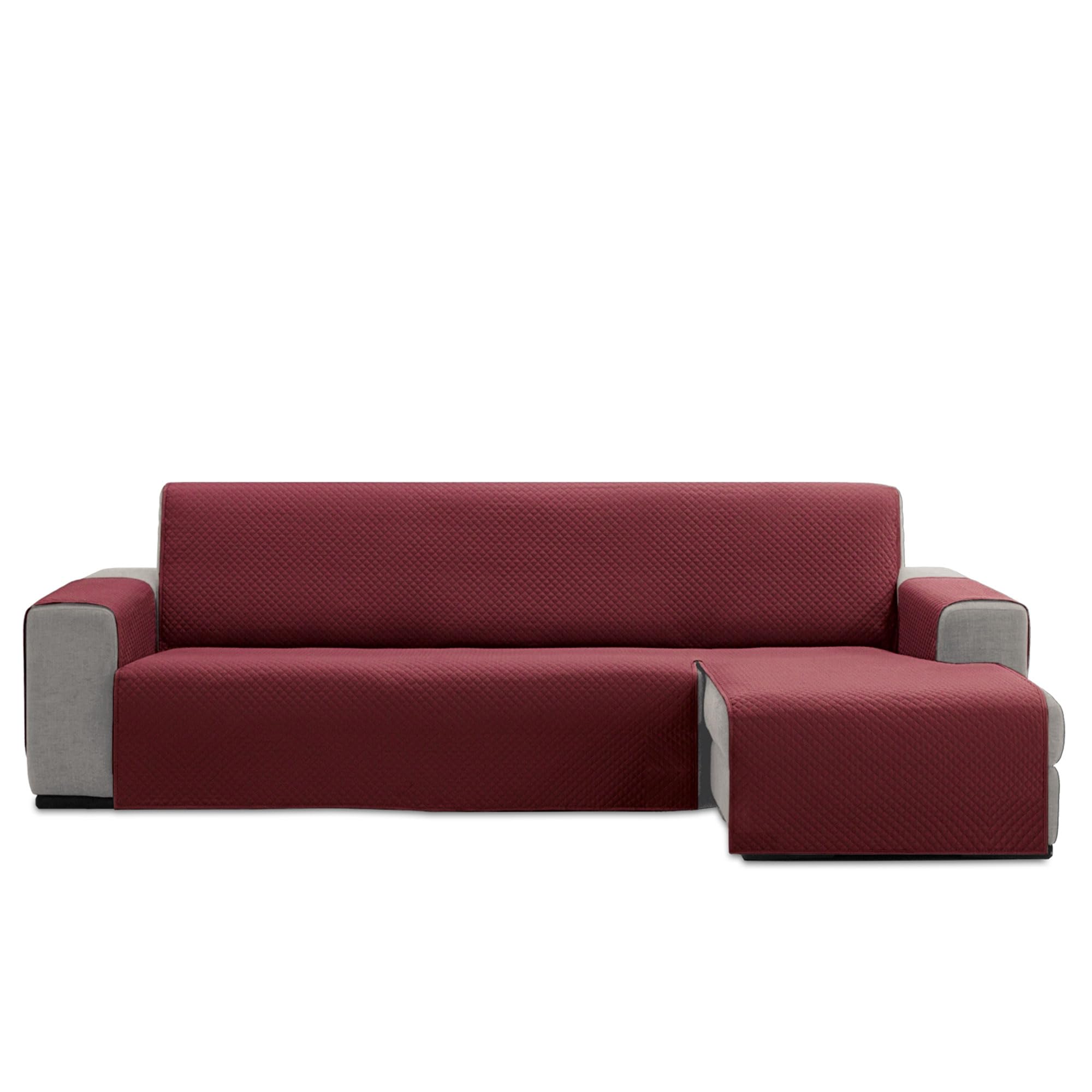 FAVERTI® Quilted Chaise Longue Sofa Cover 240 cm (Seat) | REQUENA Model | Red | Protector Compatible Left/Right | Easy to Wash Canvas, Durable and Resistant | Made in Spain