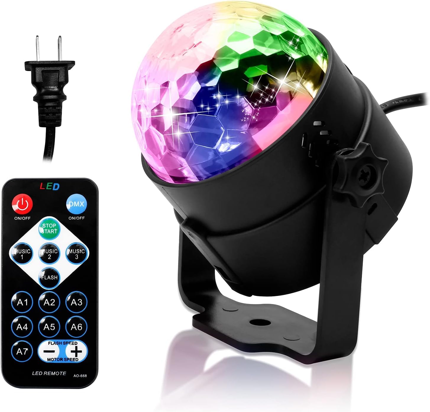 Disco Ball Party Light, Sound Activated Party Lights with Remote Control Dj Lighting, Rotating Disco Ball Light for Party Birthday Christmas Decorations