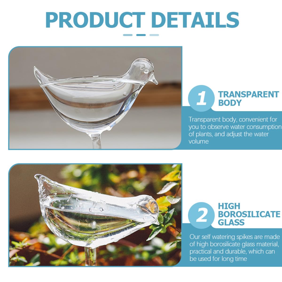 Hemobllo Globes D'arrosage Automatique en Verre Borosilicaté pour Plantes, 4 Pièces, Système D'arrosage Automatique pour Intérieur et Extérieur Lors de Voyages ou Festivals